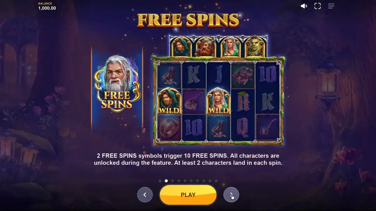 Pemandangan hutan mistis dalam slot Land of Riches
